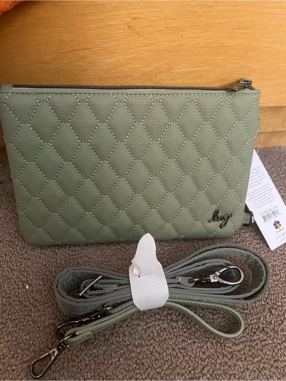 LUG Peekaboo 2 Matte Luxe VL Convertible Crossbody Bag- Sage NWT